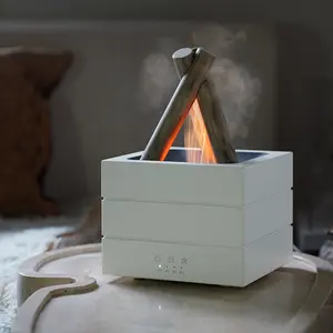 Bonfire flame diffuser, bonfire aromatherapy essential oil diffuser, 280ml wooden cold mist humidifier, Aroma Diffuser Humidifiers, remote control, timer and automatic shutoff, night light, quiet and silent, suitable for home, bedroom, office, gift