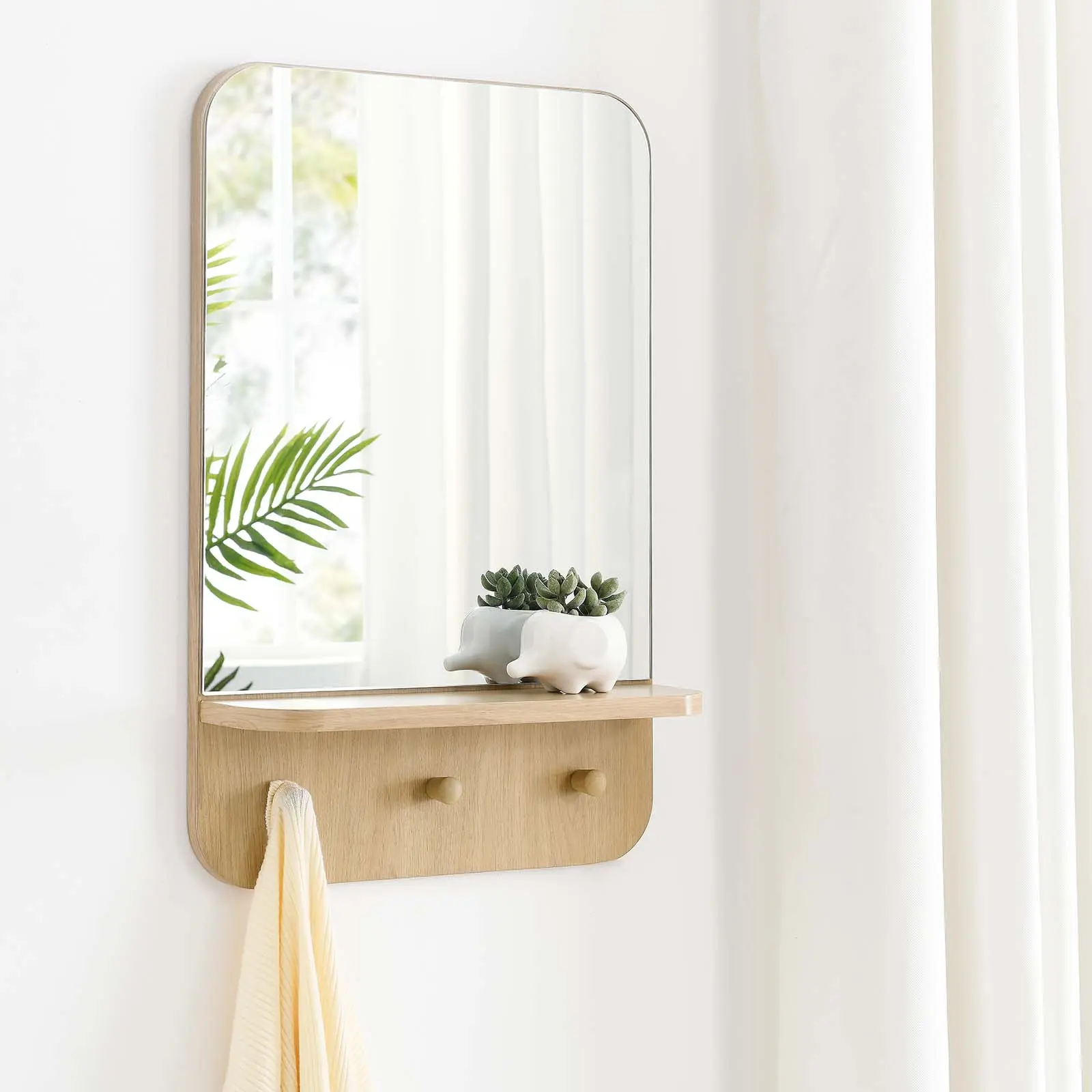 Modway Lumina Modern Wooden Rectangle Wall-Mounted Mirror, Oak Home Decor Accent