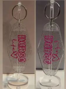 NURSE LIFE Multicolor Glitter Clear Retro Motel Gift Keychain