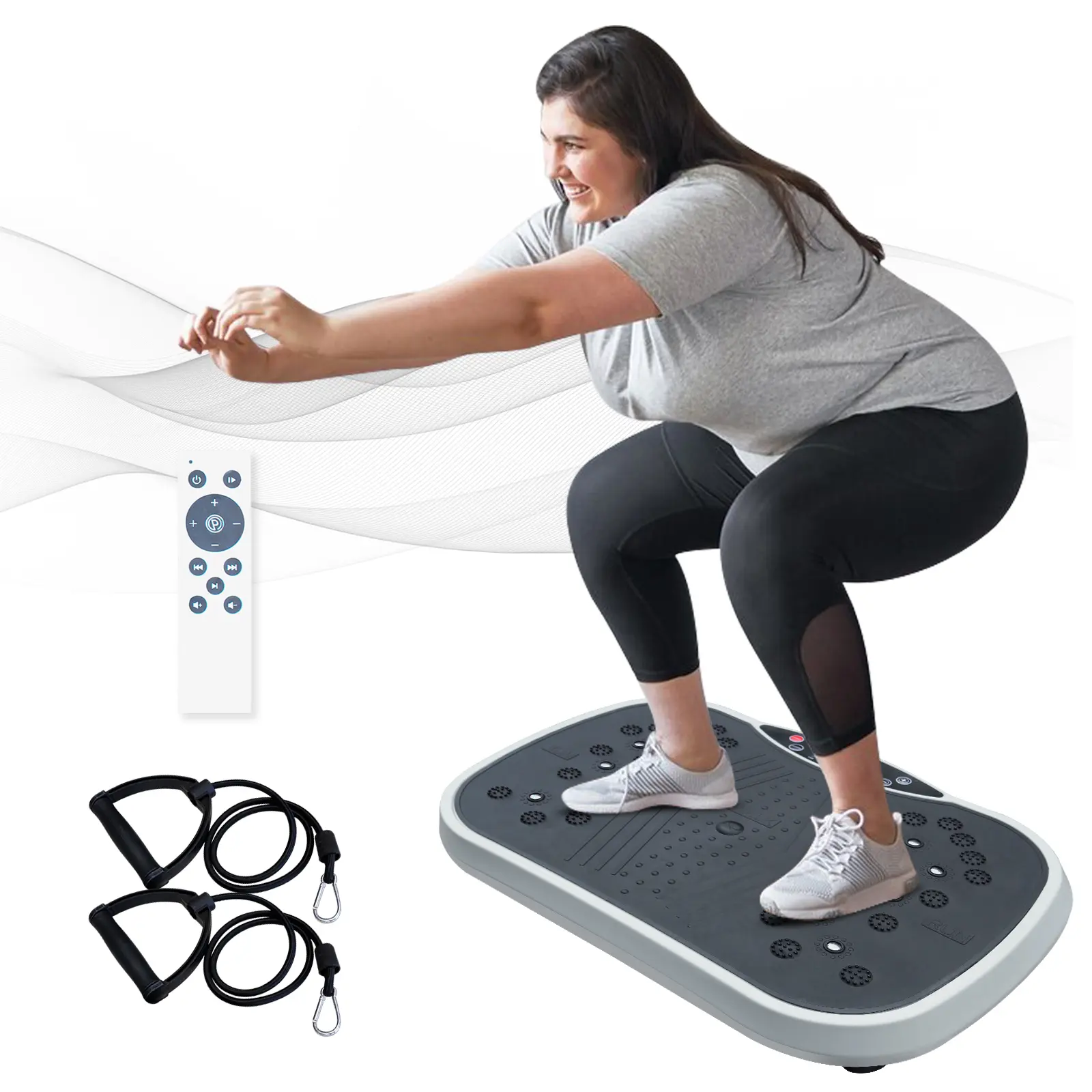 Vibration Plates Exercise Equipment – Whole Body Vibration Plate Machine with 265LBS Capacity and Resistance Bands for Home Fitness and Wellness