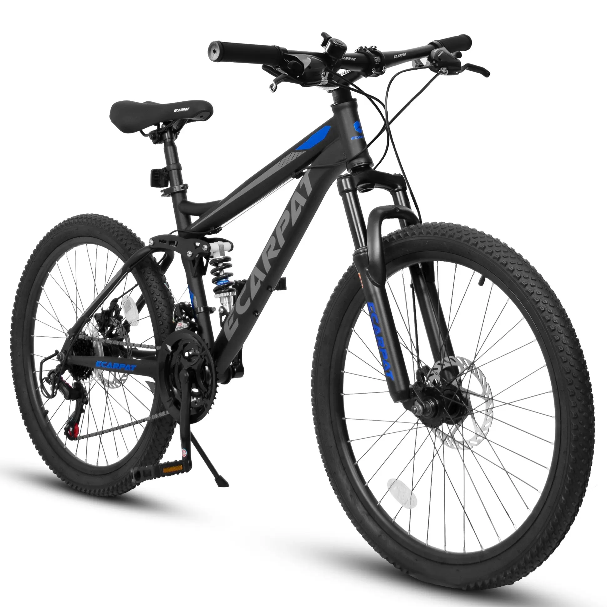 A2760 27.5-Inch Steel Frame Full Suspension Mountain Bike - Front & Rear Shock Absorbers, Mechanical Brakes, 21-Speed, Unisex Adult Model for Outdoor Rides & Fitness