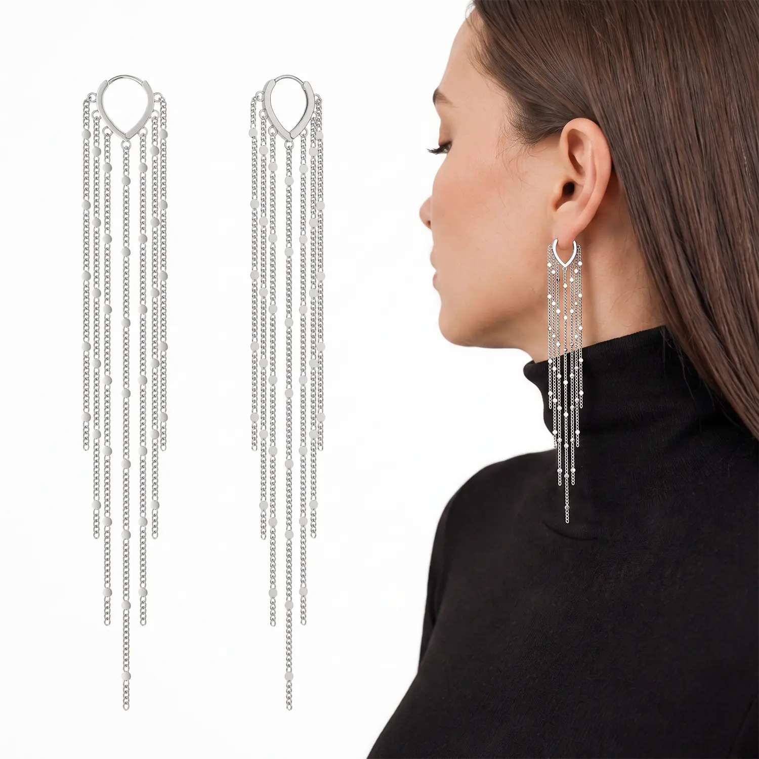 Long Tassel Earrings for Women,Chain Tassel Threader Earrings Trend Dangling,Trendy Hypoallergenic Bride Party Prom Jewelry and Women Gifts For Mother's Day gifts tiktokshopbacktoschool
