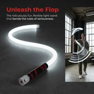 Floppy Light Saber，Flexible LED Toy Sword – Soft Bendable Light Saber, Rechargeable Glow Stick for Cosplay, Party Props, Fun Gifts & Room Play
