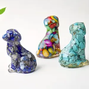 Handmade Magnetic Crystal Art - Cute Animal Resin Statue Art Figurine with Sitting Dog Design, Ideal Halloween & Christmas Collectible, Holiday Decoration for Pet Lovers, Resin Animal Sculptures