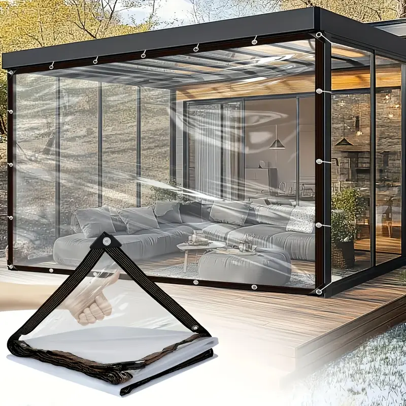 10 x 13ft Heavy-Duty Waterproof Clear Tarp with Grommets, Insect-Resistant, Snowproof, Rainproof, Durable Transparent Rainproof Cover for Outdoor Garden, Patio, Chicken Coop, Greenhouse, Camping & Temporary Shelter, Burning Man