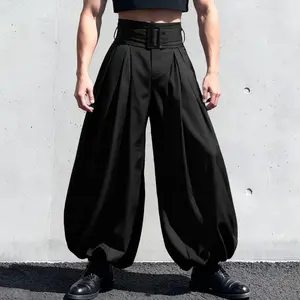 INCERUN Mens High Waisted Balloon Pants Pleated Wide Leg Trousers Vintage Formal Party