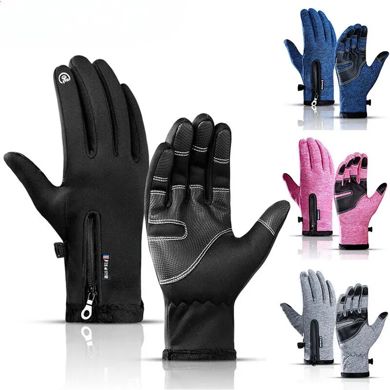 Unisex Plain Fashion Gloves - Solid Polyester-Mix Hand Covers with Zip Cuff, Waterproof, Touchscreen-Safe, Non-Slip Grip, Windproof Backing, Practical Gifts for Activewear, Casual Running, Biking