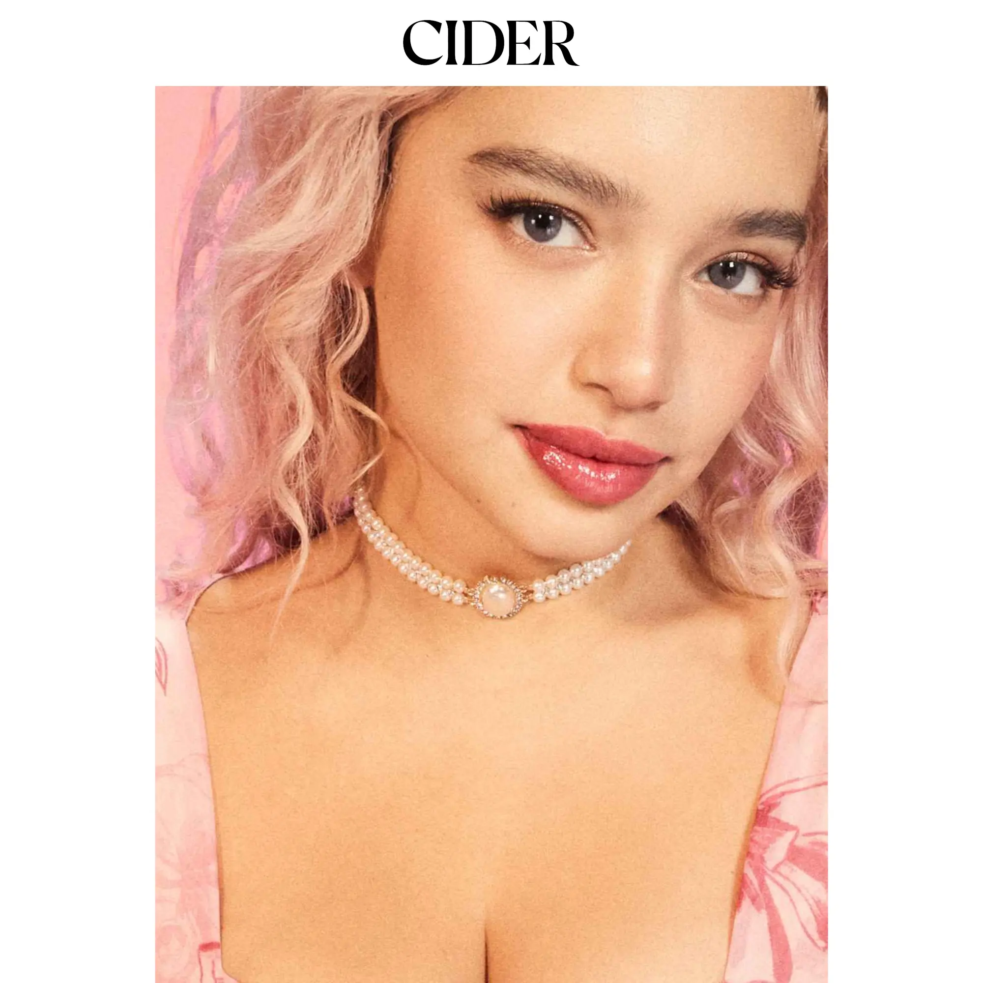Cider Faux Pearl & Rhinestone Decor Layered Choker Necklace