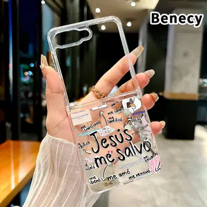 Jesus Me Salvo Pattern Phone Case for Z Flip 7/6/5/4 Protective Folding Case with Double Protection and Camera Lens Cover