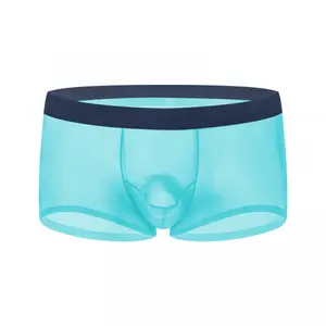 2Pcs/3Pcs 50g Ultra-Light Sheer Ice Silk Men's Boxer Briefs – Separation Pouch, Seamless, Thin, Breathable Summer ManUnderwear Menswear Lingerie