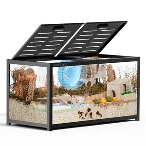 #SummerVibes #petlovers BUCATSTATE 3.0 Proper Hamster Cage - Large Metal Frame Enclosed Safety Enclosure, 5.4 sq.ft Ventilated Airflow Space, 39.3L×19.7W×20.6H in, Stackable Easy-Assemble, Top Access for Hamsters