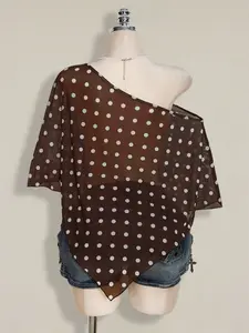 Summer Elegance Loose-Fit Mesh Polka Dot Outerwear Tops, Womenswear, Versatile Large Size Casual Cover-Up, Stylish Summer Fashion Accessory