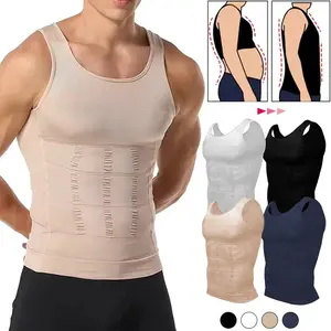 Men's Compression Shirt Tummy Control Vest Seamless Gynecomastia Shirt Body Shaper Tank Top Shapewear