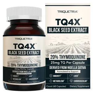 Triquetra TQ-Advanced 4X 25mg Black Seed Extract Capsules | 20% Thymoquinone (TQ) | Black Seed Oil (Nigella sativa) | Inflammation support | Immunity Support