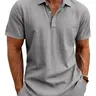 Men's Solid Color Linen Blend Polo Shirt for Daliy Wear, Classic Casual Loose Short Sleeve Henley Golf Top, Lightweight Breathable Summer Button T-Shirt, Comfortable and Stylish,Multiple Colors Available