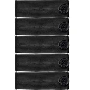 5pcs Adjustable Elastic Button Extender Waist Extenders Waistband for Jeans Pants Trousers - Black