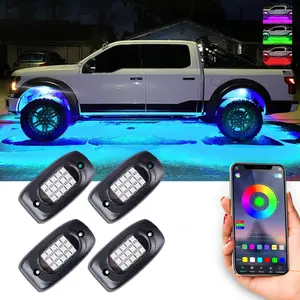 4Pcs Color Changing LED Rock Lights Music Mode Waterproof 4x4 Off Road Kit for ATV UTV RZR SUV Motorcycle
