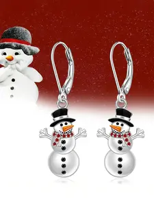 1 Pair Pretty Snowman Drop Earrings For Women For Wedding Engagement Anniversary Party Jewelry Christmas Day Gift