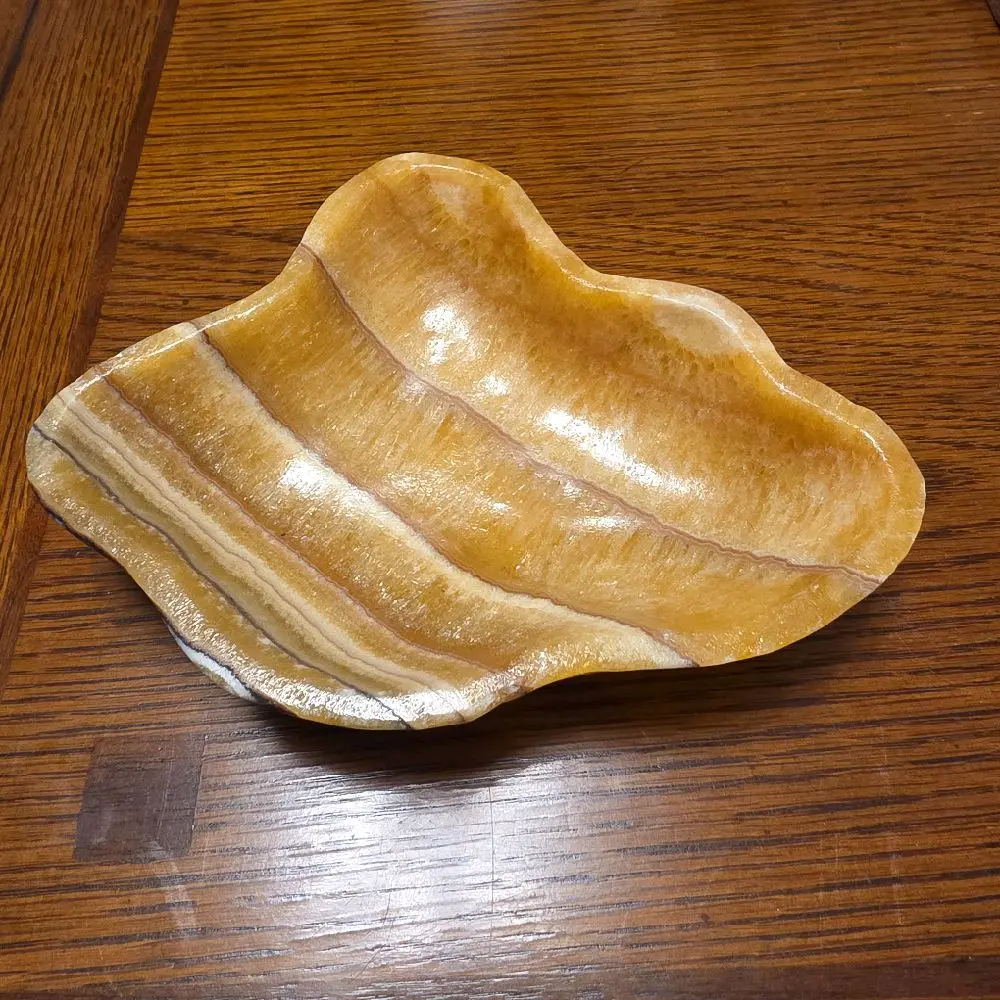 Banded Calcite Bowl - Natural Polished Crystal Bowl for Home Decor, Meditation, and Energy Cleansing
