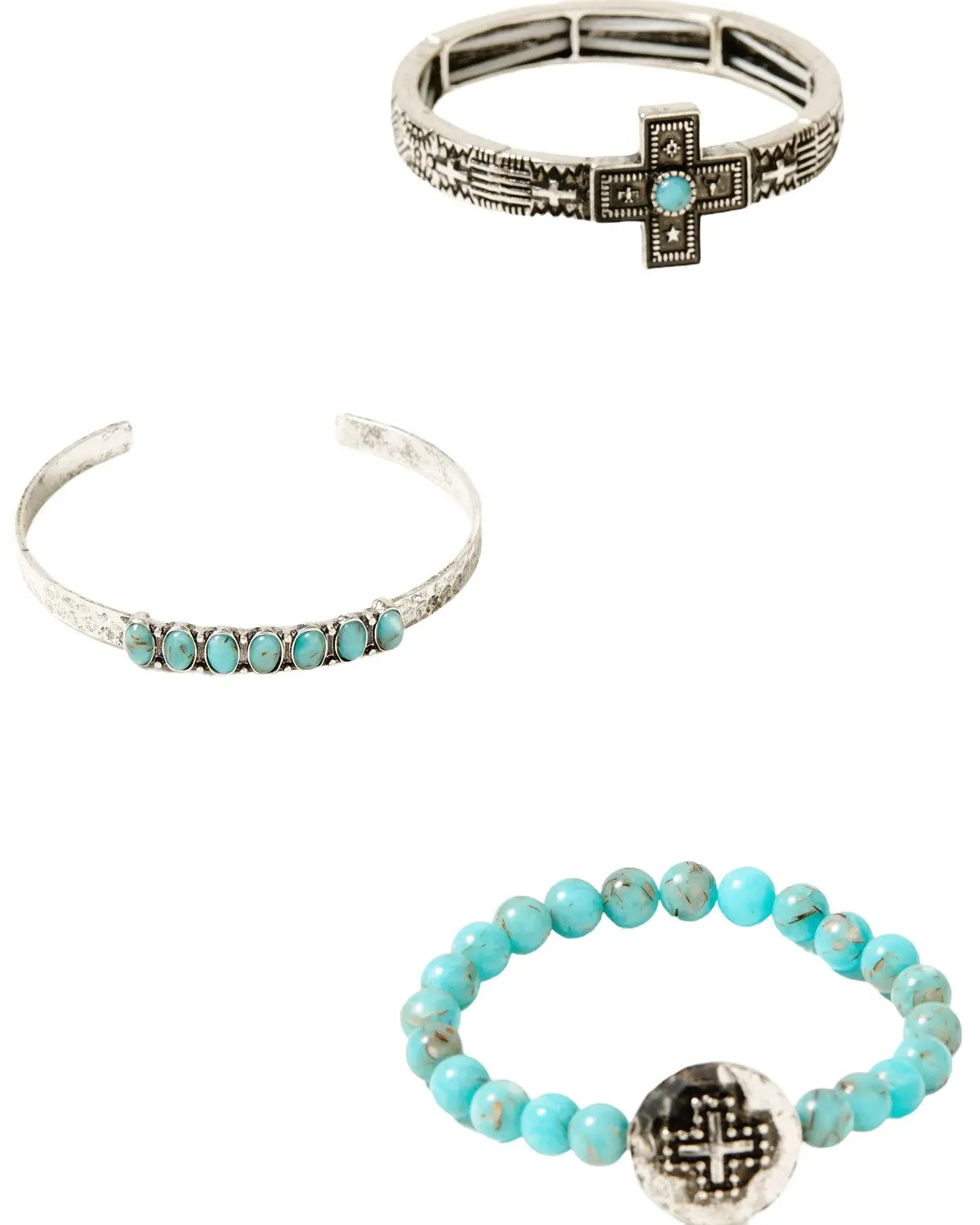 Shyanne Women's Women'S Southwestern Antique Cross Bracelet Set - Sasu24b10-Slvr