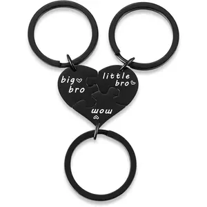 3PCs Mother and Son Heart Puzzle Piece Necklace Set, Gifts for Mom from Sons, Big Bro Little Bro Family Jewelry