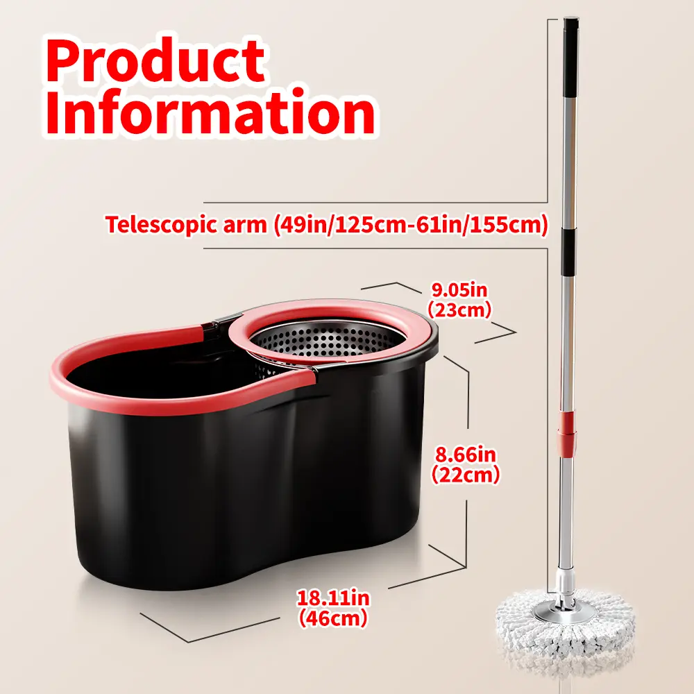 Spin Mop And Bucket Set with Wringer, 360° Rotating Mop Bucket System, Includes 3 Microfiber Mop Refill Heads And A 61-Inch Adjustable Stainless Steel Handle, Ideal for Bathroom Use, Efficient Floor Cleaning, Home Cleaning#cleaningtools #momhack