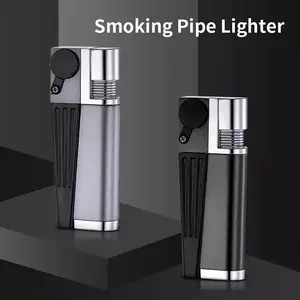 Portable 2 in 1 Set Metal Lighter Combo with Tube Foldable Lighter Open Soft Flame Multipurpose Men's Smoking Gadget for Camping BBQ Kitchen (No Fuel)