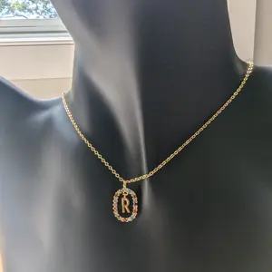 Eternal Flame Luxurious Niche Gemstone Necklace with Unique Initial Pendant, 18K Gold-Plated - Perfect Gift for Women personalised jewellery