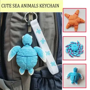 3PCS Cute Sea Animal Stress Relief Toys – Ocean Creature Keychain Set , Backpack & Phone Case Charm , Decorative Accessory . Perfect Gift for Kids, Her & Him