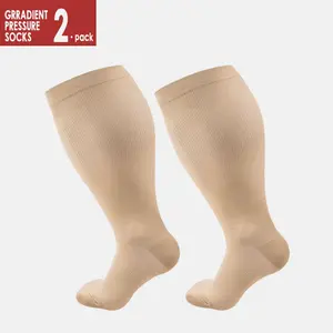 2 Pack  Plus Size Compression Socks for Women and Men Wide Calf Extra Knee High Support for Circulation sport