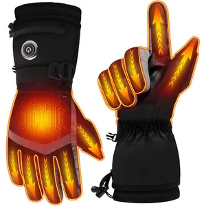 Heated Gloves for Men Women,  Rechargeable Electric Gloves with 3 Heating Levels, Touchscreen Tips, Non-Slip Grip Hand Warmer for Motorcycling, Skiing & Outdoor Works