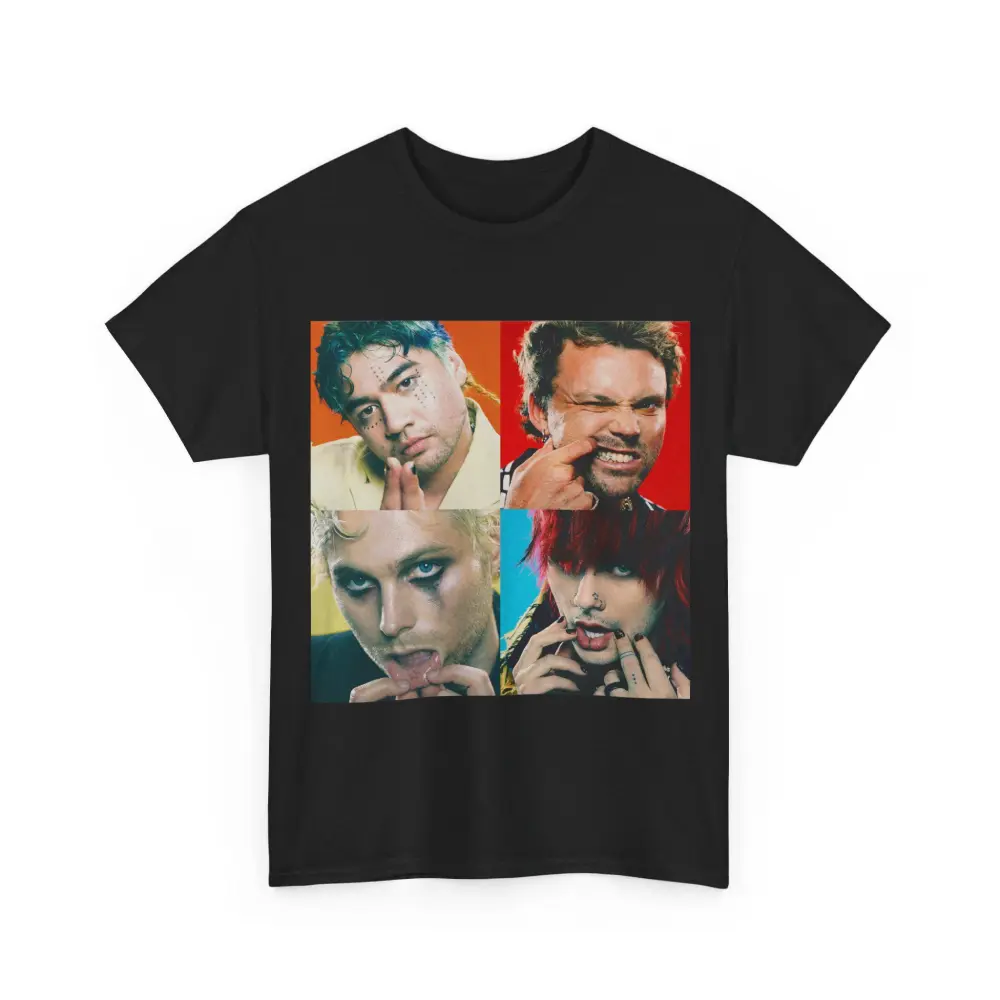 5SOS Boyband Face Collage Shirt 5 Seconds Of Summer Graphic Tee Band Photo T-Shirt Unisex Heavy Cotton