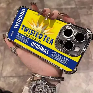 Twisted Tea Beer Lover Energy Drink Collection Tough Electroplated TPU Casing For iphone 16 15 14 13 12 11 X XS PRO PLUS MAX Four Corners Anti-Fall Transparent Soft Silicone Gift Shockproof Protection Anti-Drop Protective Protector Phone Cases Shell Cover