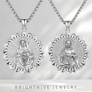 Brighthive jesus cross necklace Jewelry virgin Mary pendant christian religious faith gifts for men women on Anniversaries Halloween Birthdays or Christmas