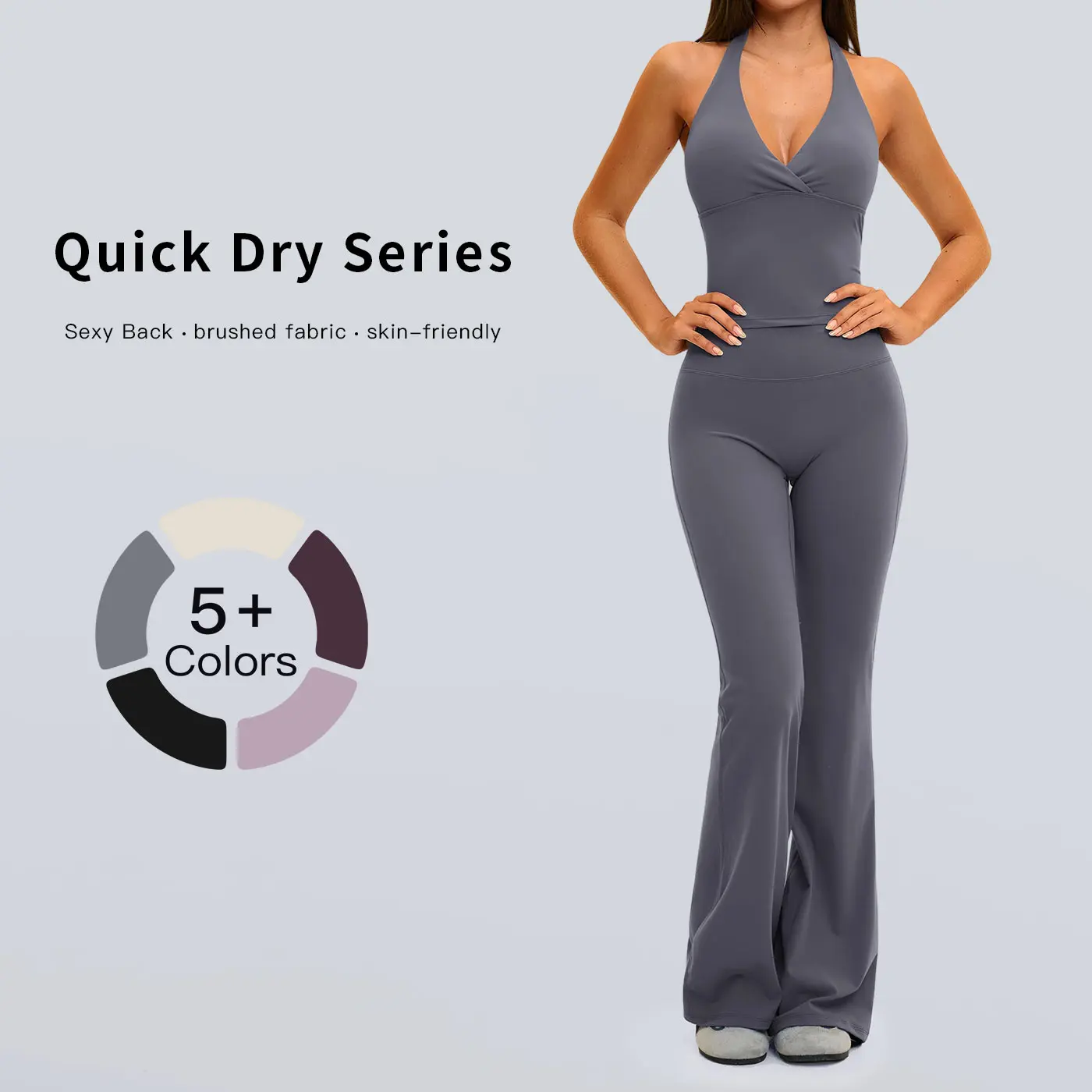 TENWOLF Female Gym Unitard, Casual Sporty Stretch Jumpsuit with High Waist, Butt Lift & Tummy Control, Wide-Leg Activewear for Gym Pilates, Casual Sporty Jumpsuit, Pilates Gym Clothes