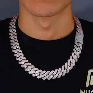Drip Apex  20mm Three Row Zirconia Rhombus Cuban Chain Hip Hop Necklace Jewelry Men's Full Diamond Necklace