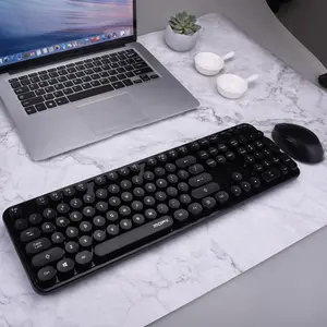 Mofii 1 Set Black Keyboard and Mouse Combo, Classic Minimalist Color Scheme, Wireless 2.4G Connection, High-Keycap Silent Office, Ergonomic Keyboard, Full-Size Keyboard, Compatible with Laptops and Desktops (US Qwerty Layout, Batteries Not Included)