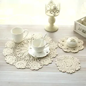 1PC Round Hand Crocheted Doily Vintage Cotton Crochet Table Place Mat Wedding Napkins Cloth Lace Placemats Decoration