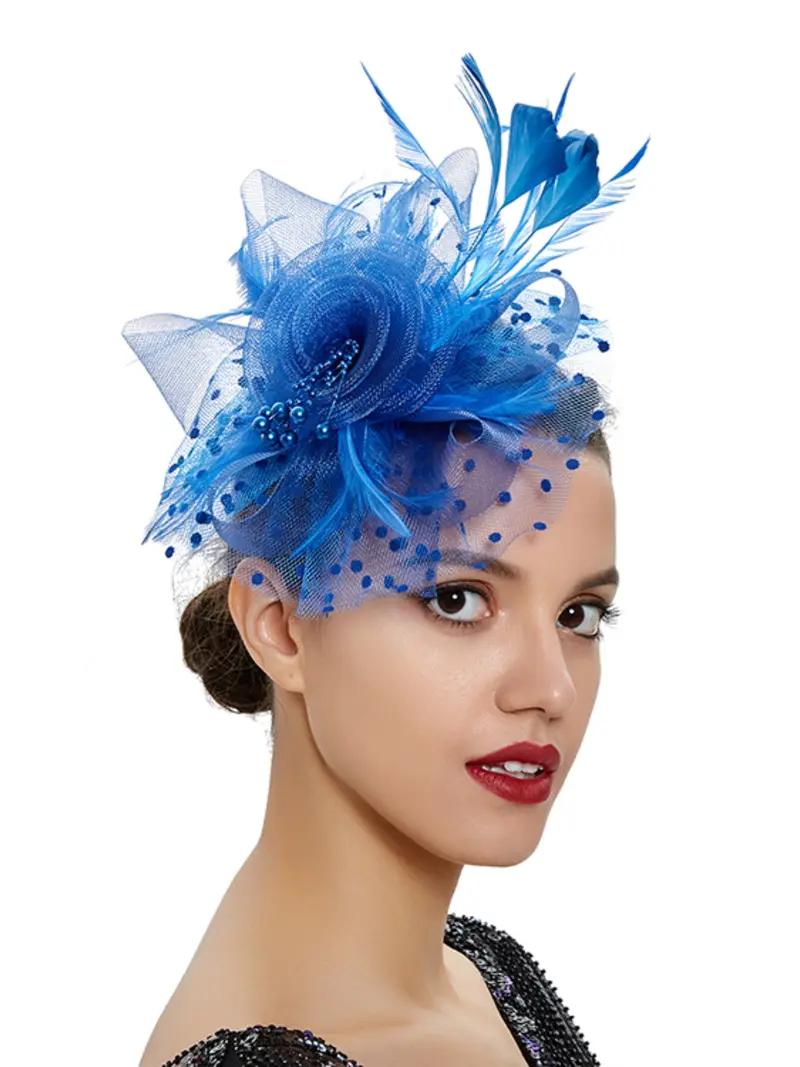 Vintage Elegant Blue Velvet Bow Hair Fascinator derby gatsby Vintage Blue Velvet Fascinator - Wedding, Derby Headwear - Etsy main image 4