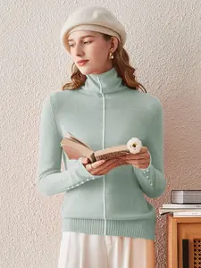 COMOBOCA 100% Cashmere Women's Pearl Buttoned Sweater for Cozy Winter Wear - Lightweight & Figure-Flattering Design