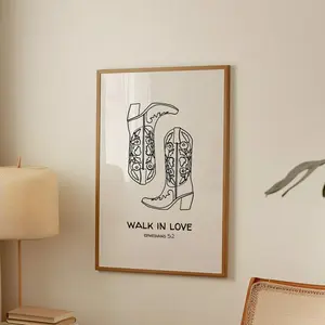 Darrell Walk In Love Western Christian Wall Art Poster No Frame Cowboy Decor Bible Verse Poster Christian Apartment Decor Housewarming Gift