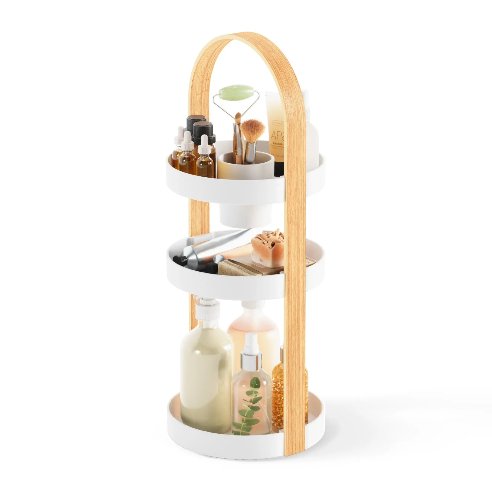 Bellwood Cosmetic Organizer, Modern Makeup Organization Solution with Eco 60% Recycled Renewable Wood, Smallspace Fit Home Storage Bin