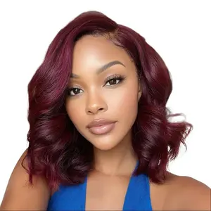 【NEW】Nadula 7x5 Byebye Knots Wig Black Cherry Red Bob Wig with Curtain Fringe Put On And Go Wig with Invisible Drawstring Human Hair Summervibes TikTokShopStockUp