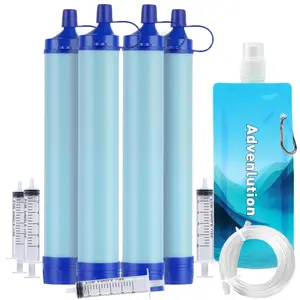 4 or 2 Large Capacity Emergency Water Straw, Portable Survival Filter, Lightweight Reusable Design, Ideal for Camping Hiking Travel Biking Outdoor Adventures, Water Bladder Bag, Emergency Water Filter Straws