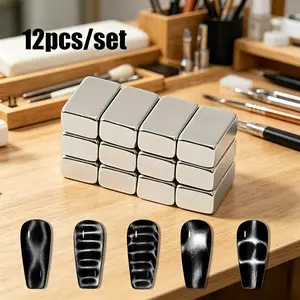 This powerful nail magnet set includes professional nail tools and accessories. It features strong magnetic attractants for various nail styles, such as crocodile, cat eye, and French manicures. The powerful magnetic waves help create these effects.