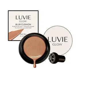 Cushion Foundation, Mushroom Head Cushion CC Cream, Moisturizing Concealer BB Cream Foundation, Brightening Formula Makeup, Brightens Skin Tone, Long-lasting Without Makeup Smudging, Waterproof, Evens Skin Tone (Dark Brown/Ivory White)
