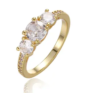 Fimewon 18K Gold Three Diamond Ring Simple Wedding Promise Heartbeat Jewelry Gift for Girlfriend Mother Wife Daughter Friend,Valentines gifts for girlfriend, engagement rings, accessories for women engagement rings