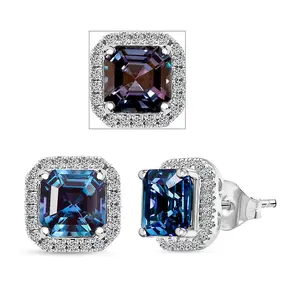 Luxuriant AAA Lab Grown Alexandrite and E-F VS Lab Grown Diamond 4.28 ctw Earrings in 10K White Gold Christmas Gifts