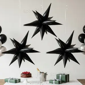 12pcs Exploding Star Thin Aluminum Foil Balloons Set, Cone Shape Polyester Film Balloons for Birthday Party, Graduation, Wedding Decor, Balloon Garland, Ufo Shaped Balloon, Party Balloons Decorations