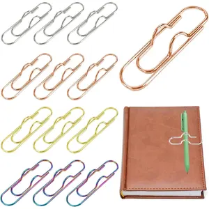 12 Pack Metal Pen Clips, Portable Pen Holders for Notebook Stainless Steel Paper Clip, Pencil Holder Clip for Journals,Calendars, Office School SuppliesSupplies(/Rose//Iridescent Color)